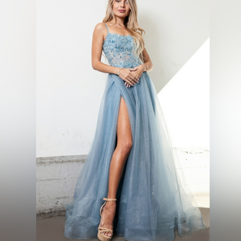 Dusty blue formal dress
